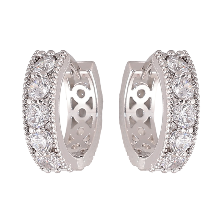 Сережки Xuping колір Родій колечка "Доріжки кристалів" фото №21