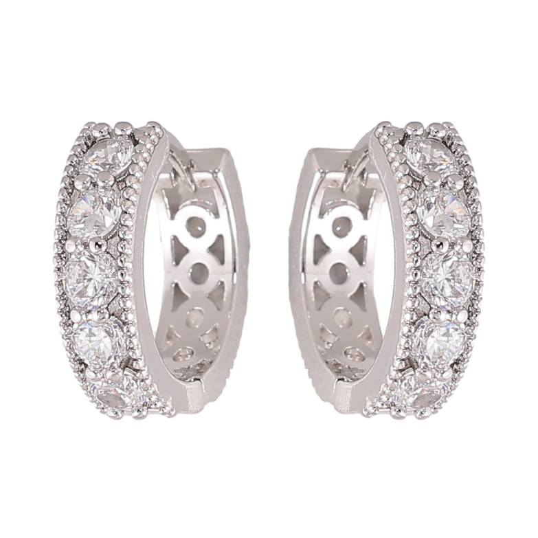 Сережки Xuping колір Родій колечка "Доріжки кристалів" фото №5