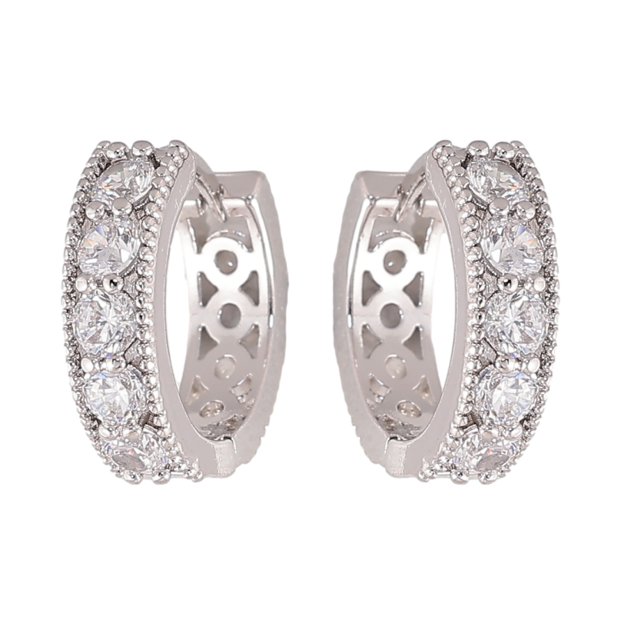 Сережки Xuping колір Родій колечка "Доріжки кристалів" фото №1