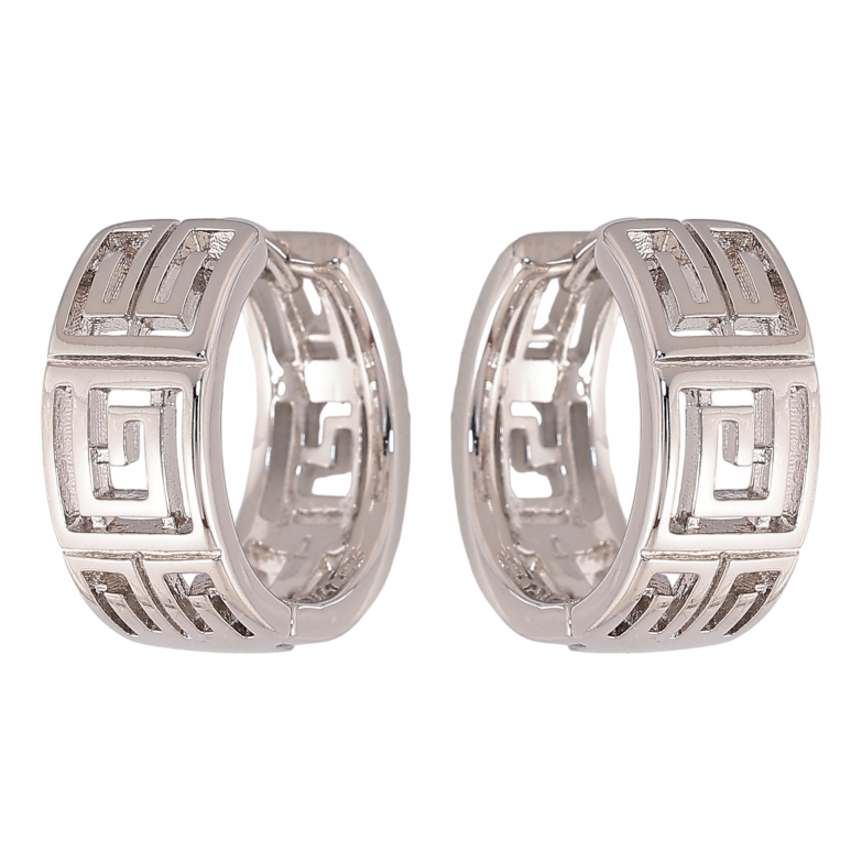 Серьги Xuping цвет Родий колечки "Греческий узор" фото №1