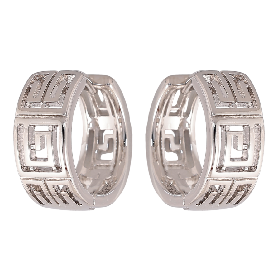 Сережки Xuping колір Родій колечка "Грецький візерунок" фото №1