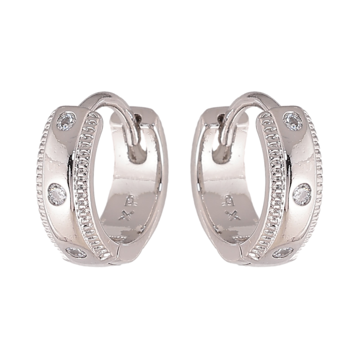 Сережки Xuping колір Родій колечка "Візерунок з кристалами" фото №14