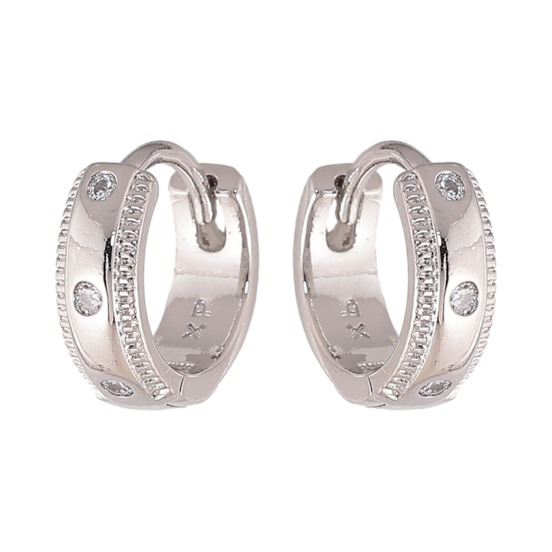 Сережки Xuping колір Родій колечка "Візерунок з кристалами" фото №1