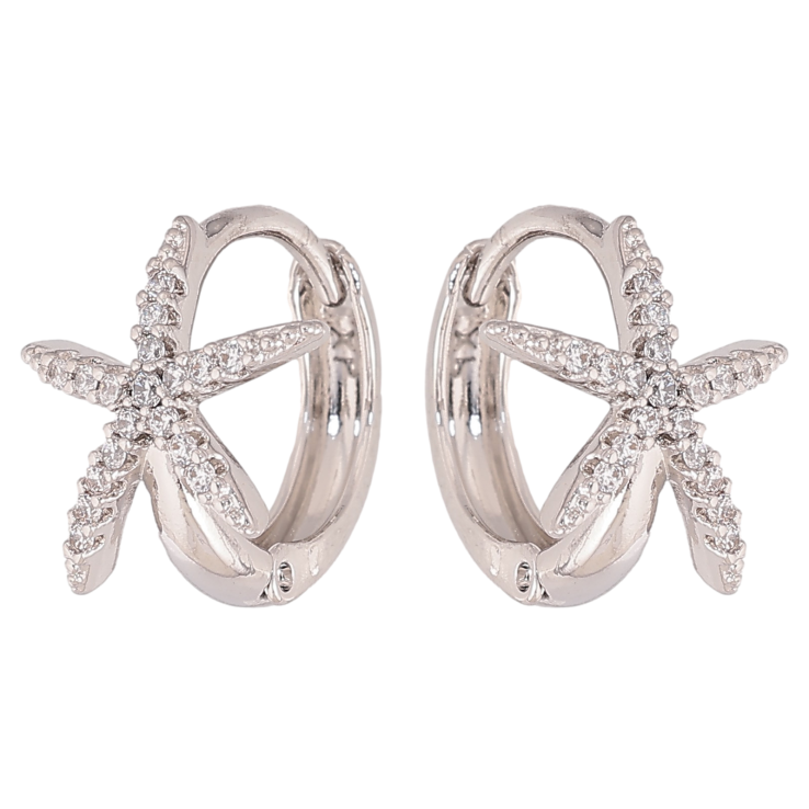 Сережки Xuping колір Родій колечка "Зірочки з кристалами" фото №16 Сережки Xuping колір Родій колечка "Зірочки з кристалами" фото №16