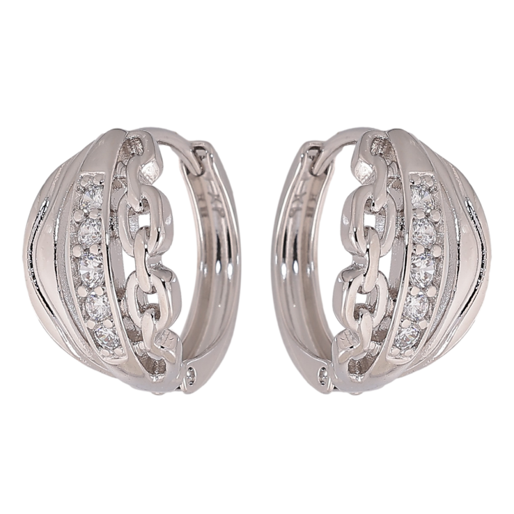 Серьги Xuping цвет Родий колечки "Узор с кристаллами" фото №23