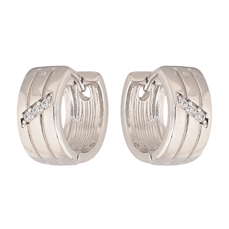 Сережки Xuping колір Родій колечка "Візерунок з кристалами" фото №6 Сережки Xuping колір Родій колечка "Візерунок з кристалами" фото №6