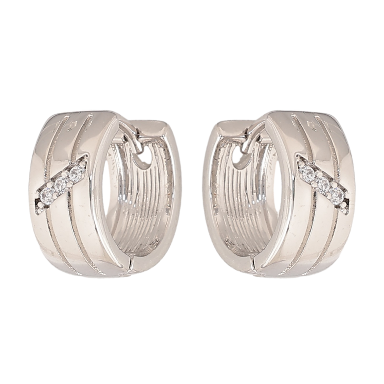 Сережки Xuping колір Родій колечка "Візерунок з кристалами" фото №1 Сережки Xuping колір Родій колечка "Візерунок з кристалами" фото №1