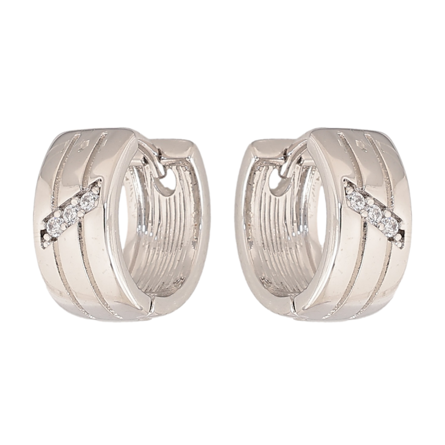 Сережки Xuping колір Родій колечка "Візерунок з кристалами" фото №1 Сережки Xuping колір Родій колечка "Візерунок з кристалами" фото №1