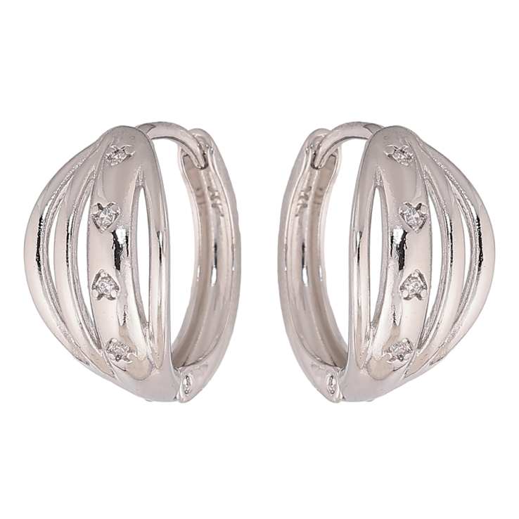 Серьги Xuping цвет Родий колечки "Узор с кристаллами" фото №10