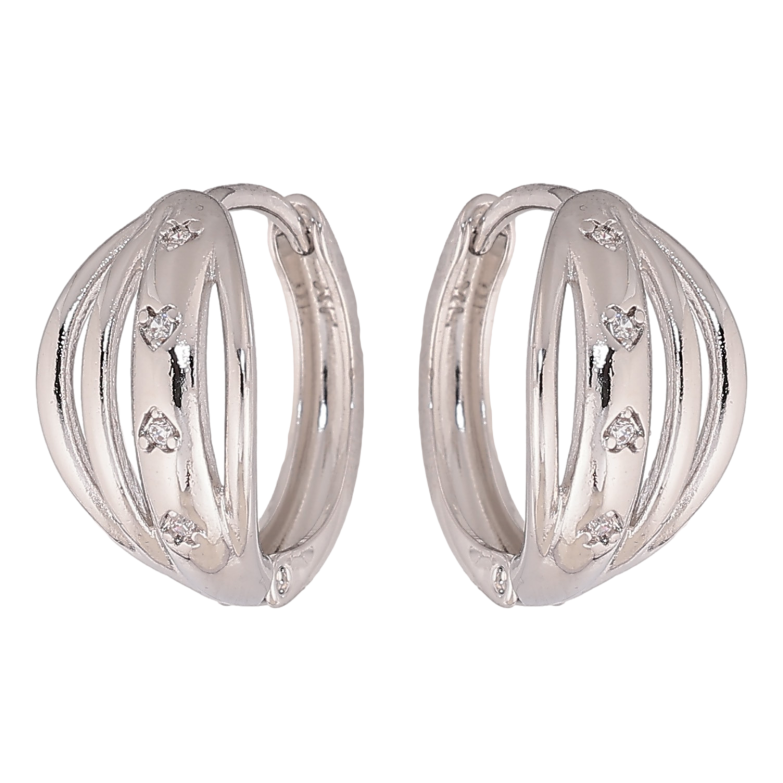 Сережки Xuping колір Родій колечка "Візерунок з кристалами" фото №4