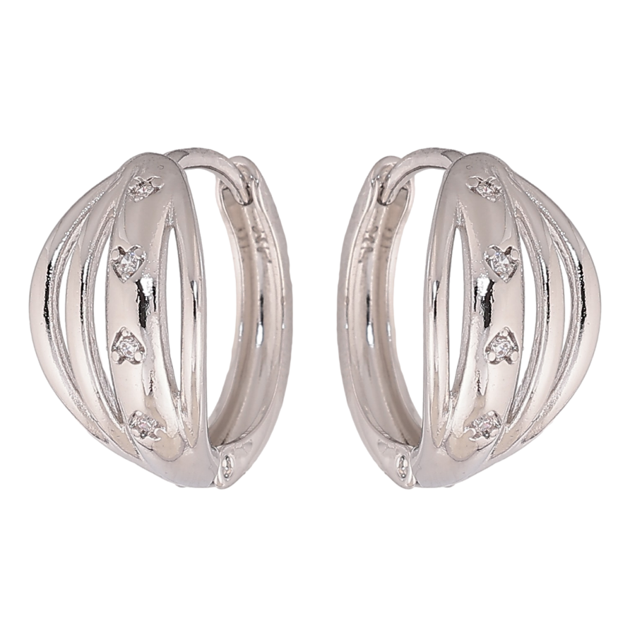 Серьги Xuping цвет Родий колечки "Узор с кристаллами" фото №1