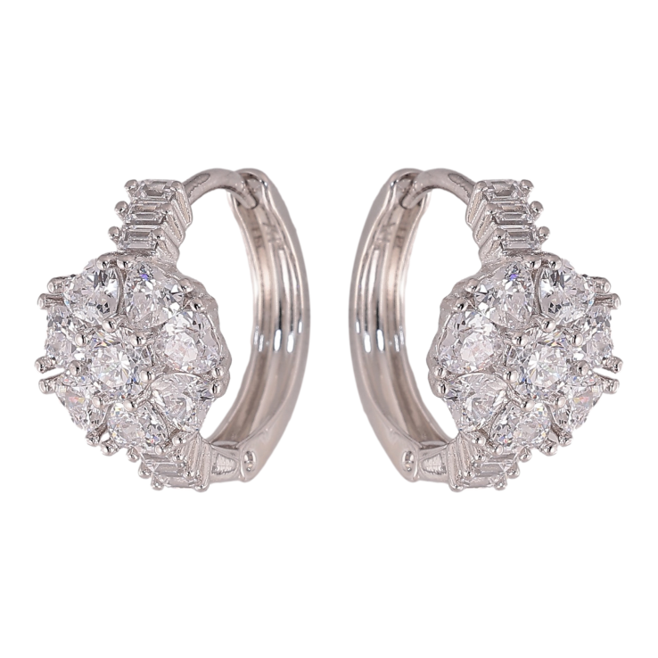 Сережки Xuping колір Родій колечка "Кристальні квіточки" фото №5