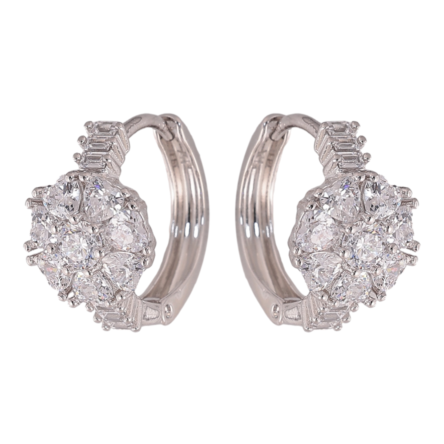 Сережки Xuping колір Родій колечка "Кристальні квіточки" фото №1