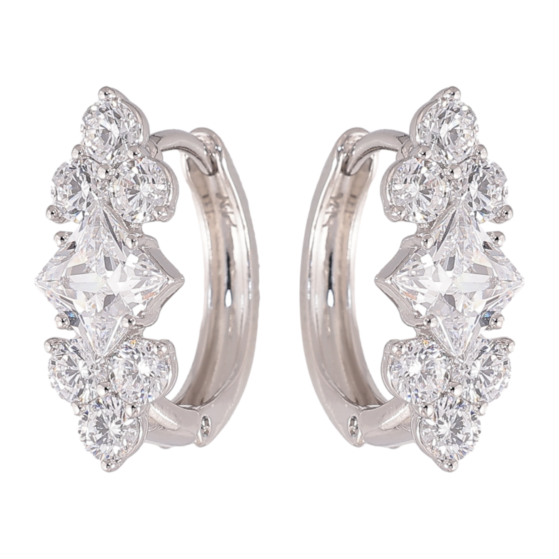 Серьги Xuping цвет Родий колечки "Инкрустация кристаллами" фото №1