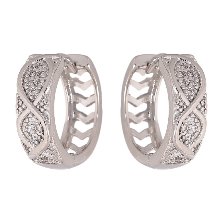 Сережки Xuping колір Родій колечка "Візерунок з кристалами" фото №1