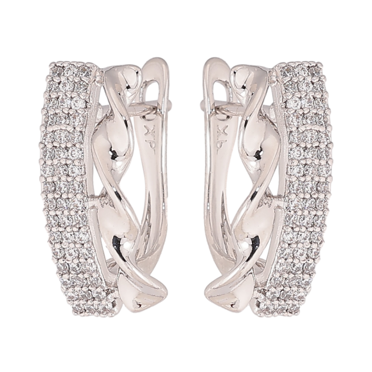 Сережки Xuping колір Родій англійський замок "Візерунок з кристалами" фото №5 Сережки Xuping колір Родій англійський замок "Візерунок з кристалами" фото №5