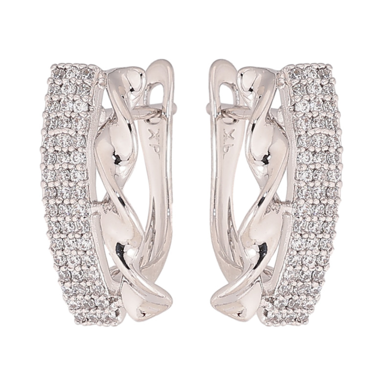 Сережки Xuping колір Родій англійський замок "Візерунок з кристалами" фото №1 Сережки Xuping колір Родій англійський замок "Візерунок з кристалами" фото №1