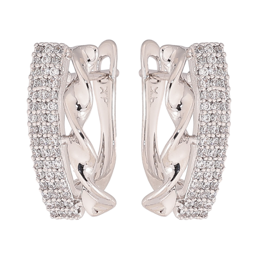 Сережки Xuping колір Родій англійський замок "Візерунок з кристалами" фото №1 Сережки Xuping колір Родій англійський замок "Візерунок з кристалами" фото №1