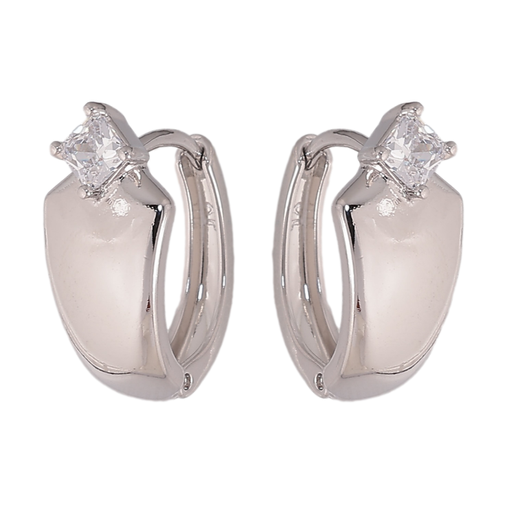 Серьги Xuping цвет Родий колечки "Узор с кристаллами" фото №20