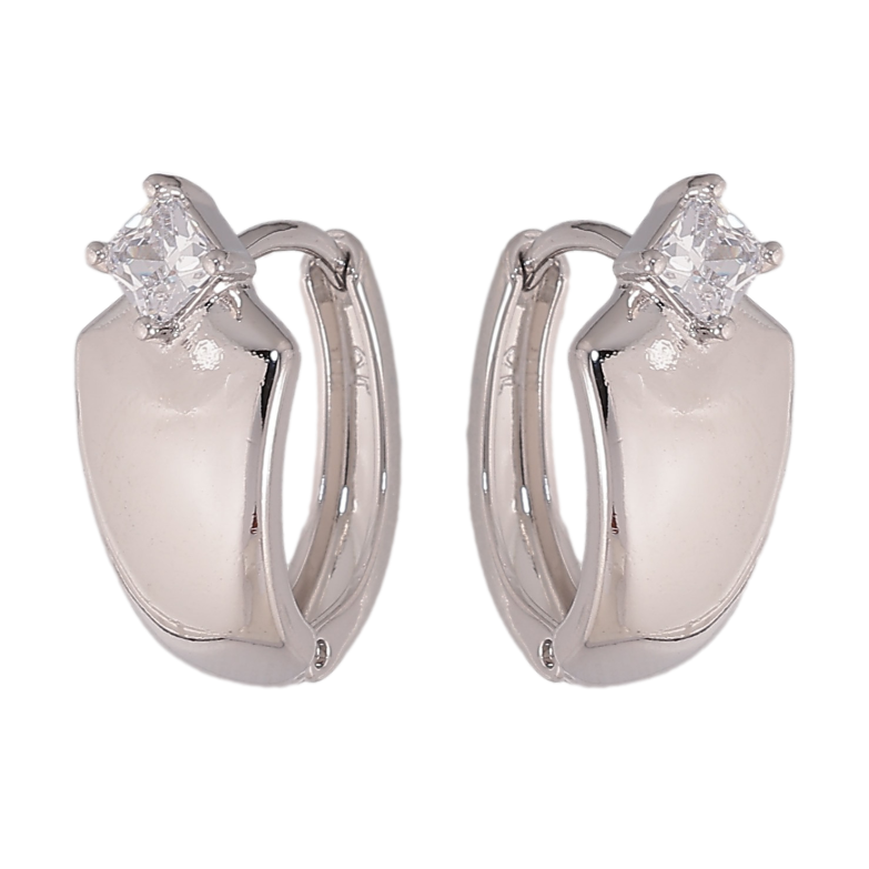 Сережки Xuping колір Родій колечка "Візерунок з кристалами" фото №1