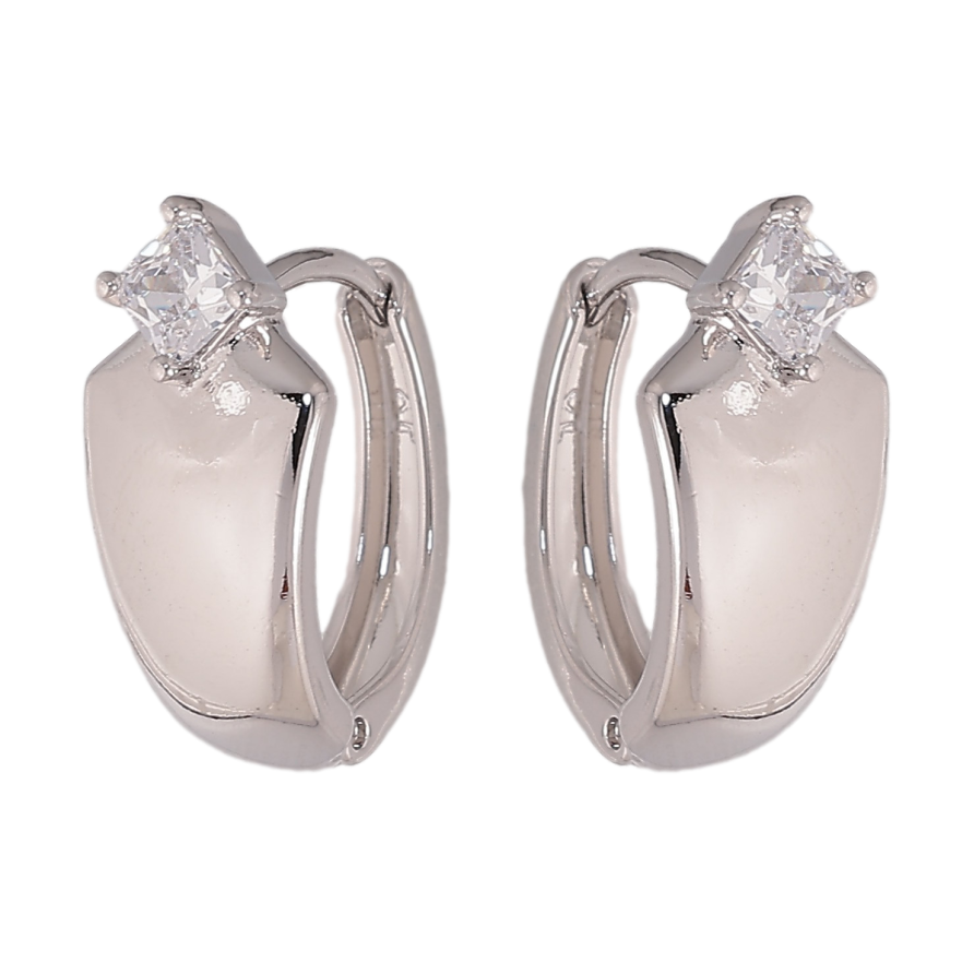 Серьги Xuping цвет Родий колечки "Узор с кристаллами" фото №1