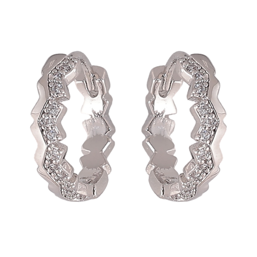 Сережки Xuping колір Родій колечка "Візерунок з кристалами" фото №1 Сережки Xuping колір Родій колечка "Візерунок з кристалами" фото №1