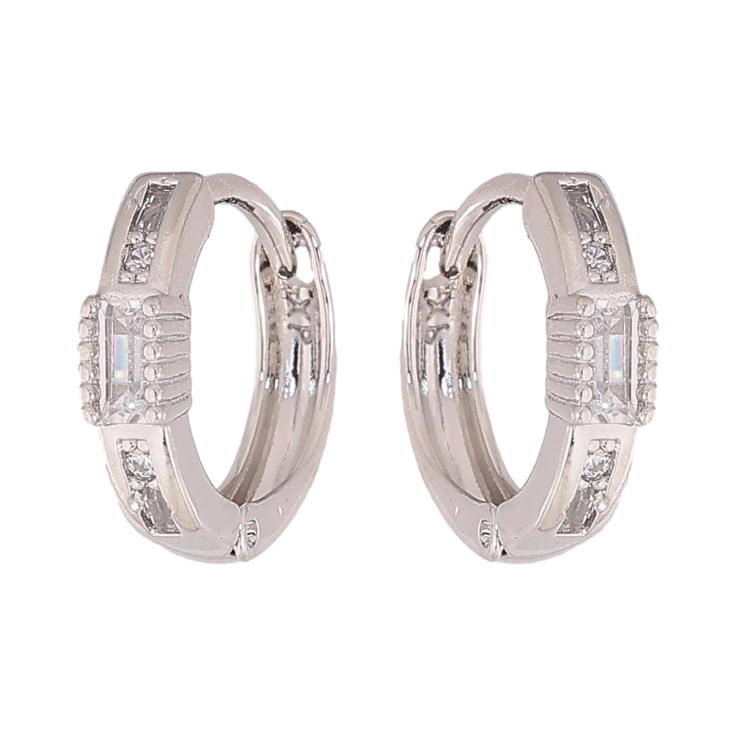 Сережки Xuping колір Родій колечка "Візерунок з кристалами" фото №12