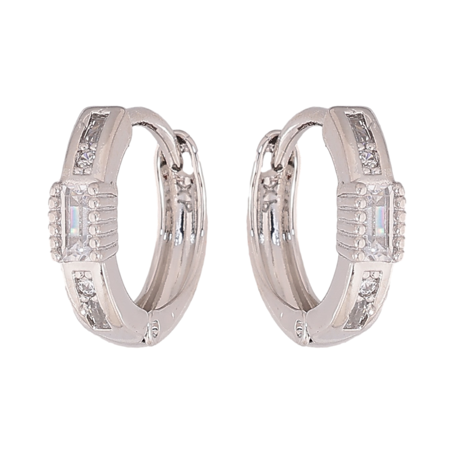 Сережки Xuping колір Родій колечка "Візерунок з кристалами" фото №1