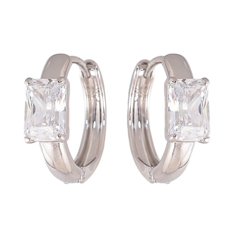 Серьги Xuping цвет Родий колечки "Узор с кристаллами" фото №8