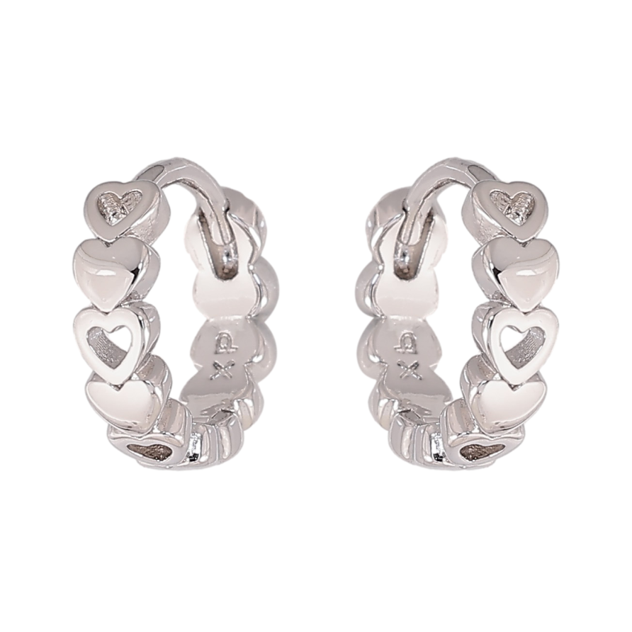 Серьги Xuping цвет Родий колечки "Узор сердечки" фото №1
