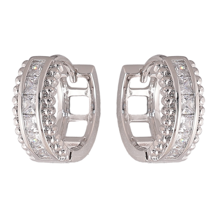 Серьги Xuping цвет Родий колечки "Узор с кристаллами" фото №19