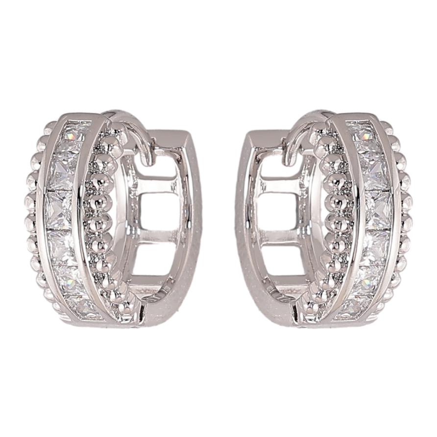 Серьги Xuping цвет Родий колечки "Узор с кристаллами" фото №1