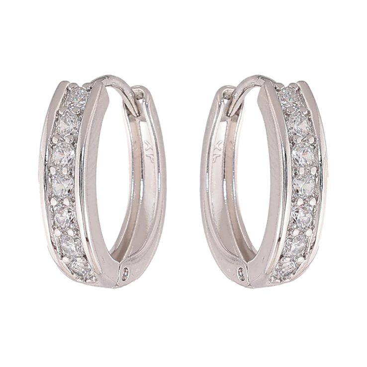 Сережки Xuping колір Родій колечка "Доріжки кристалів" фото №1