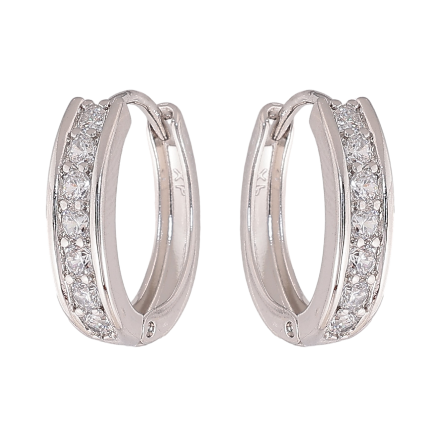 Серьги Xuping цвет Родий колечки "Дорожки кристаллов" фото №1