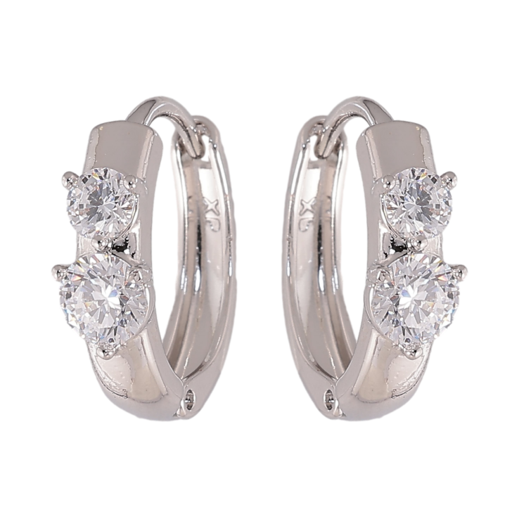 Серьги Xuping цвет Родий колечки "Узор с кристаллами" фото №17