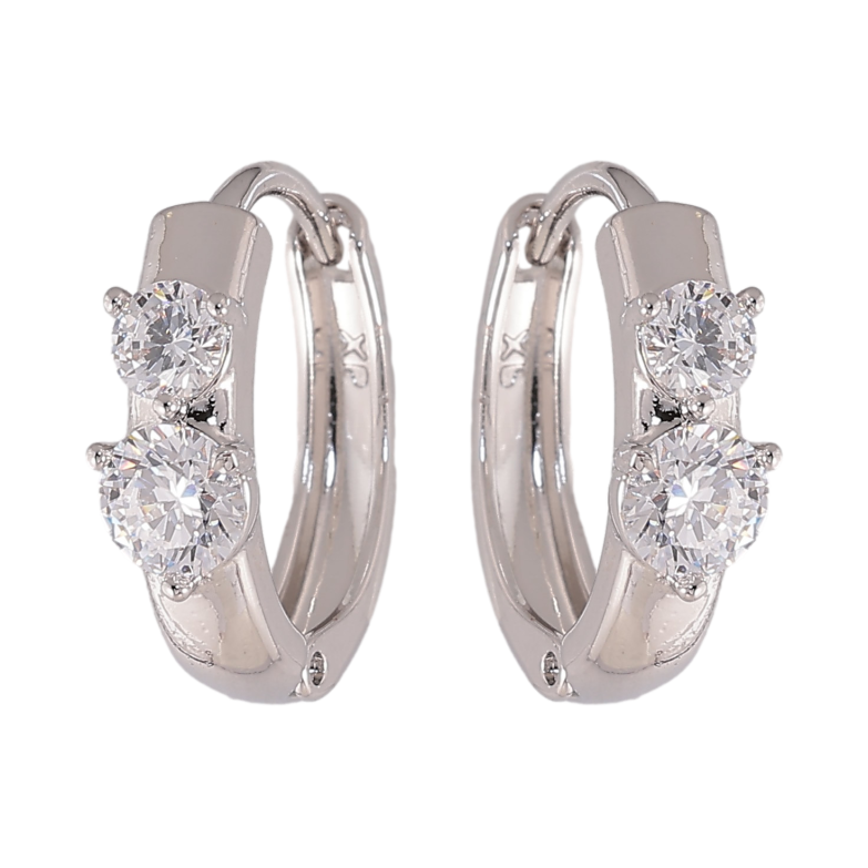 Серьги Xuping цвет Родий колечки "Узор с кристаллами" фото №1