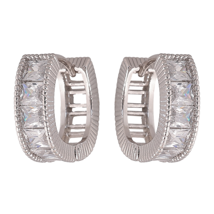 Серьги Xuping цвет Родий колечки "Дорожки кристаллов" фото №16