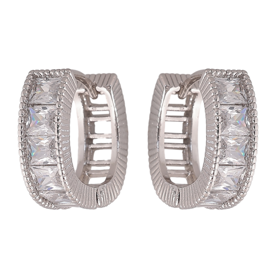 Серьги Xuping цвет Родий колечки "Дорожки кристаллов" фото №1