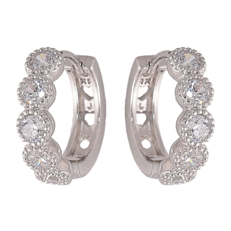 Серьги Xuping цвет Родий колечки "Дорожки кристаллов" фото №14