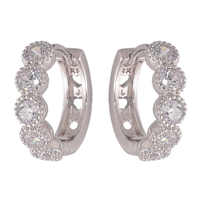 Серьги Xuping цвет Родий колечки "Дорожки кристаллов" фото №1