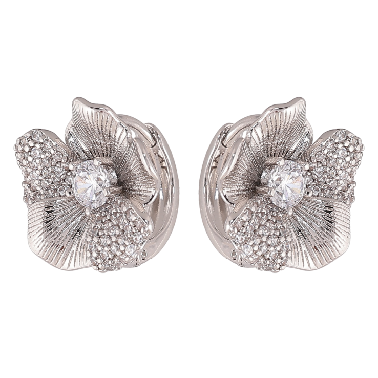 Сережки Xuping колір Родій колечка "Квіточки з кристалами" фото №23 Сережки Xuping колір Родій колечка "Квіточки з кристалами" фото №23