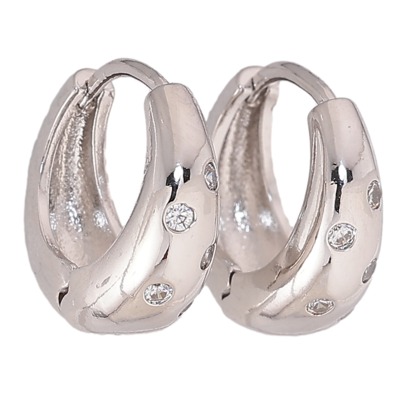 Сережки Xuping колір Родій колечка "Візерунок з кристалами" фото №2