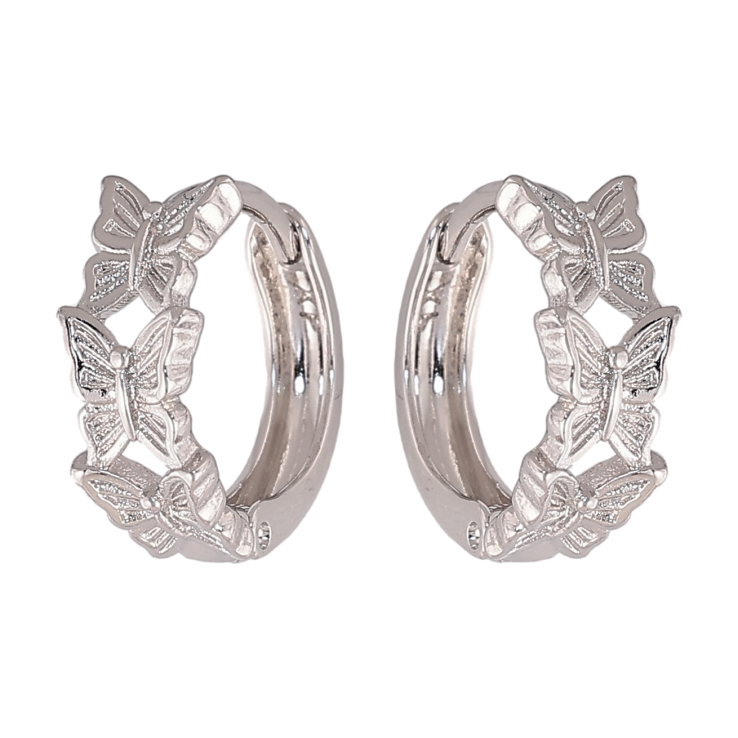 Сережки Xuping колір Родій колечка "Візерунок метелики" фото №22 Сережки Xuping колір Родій колечка "Візерунок метелики" фото №22