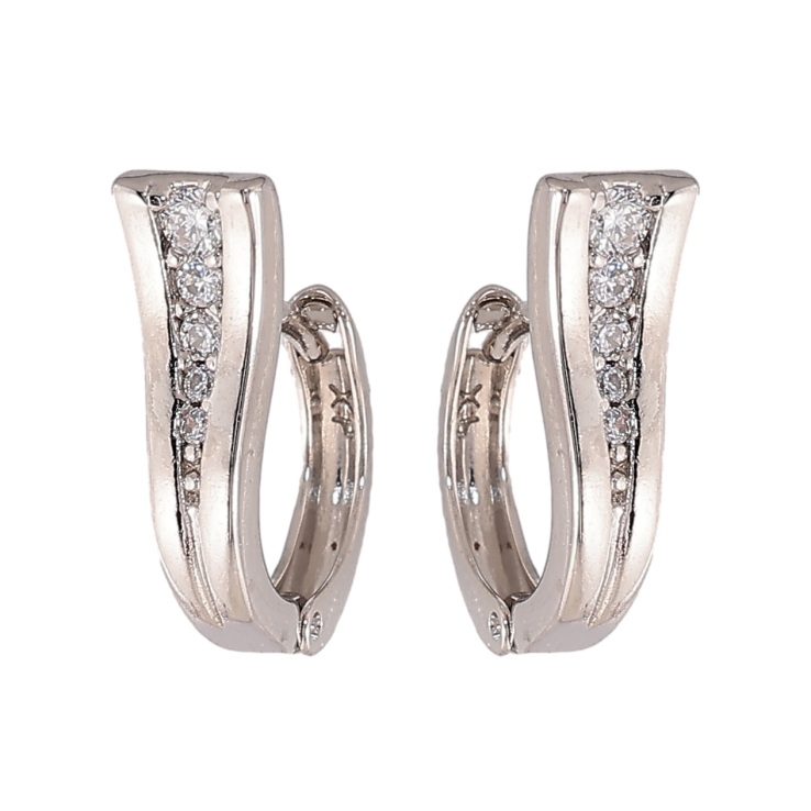 Сережки Xuping колір Родій колечка "Візерунок з кристалами" фото №19 Сережки Xuping колір Родій колечка "Візерунок з кристалами" фото №19