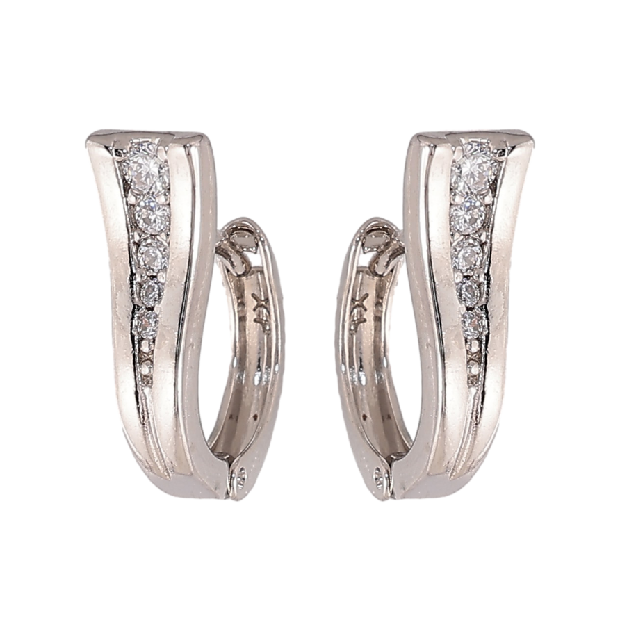 Сережки Xuping колір Родій колечка "Візерунок з кристалами" фото №1 Сережки Xuping колір Родій колечка "Візерунок з кристалами" фото №1