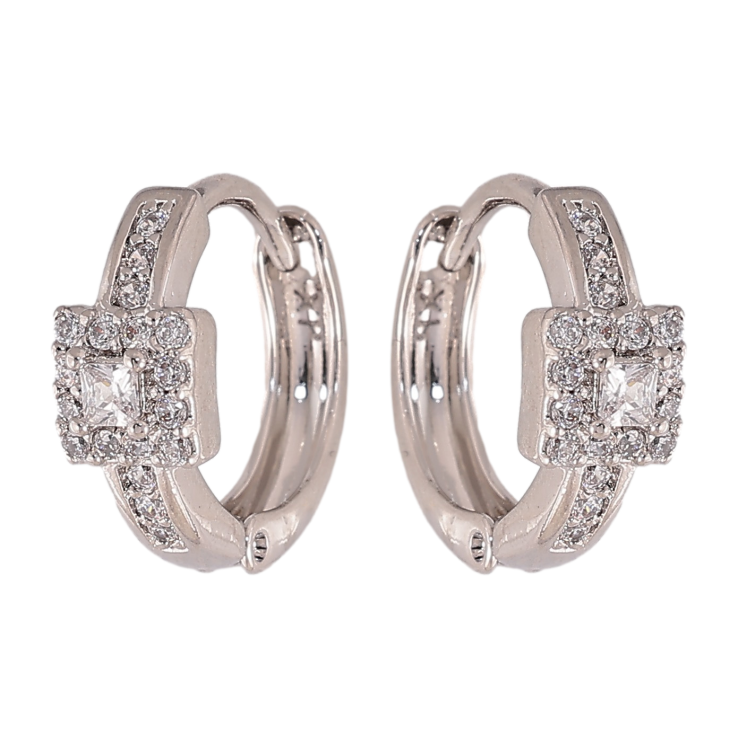 Серьги Xuping цвет Родий колечки "Узор с кристаллами" фото №1 Серьги Xuping цвет Родий колечки "Узор с кристаллами" фото №1