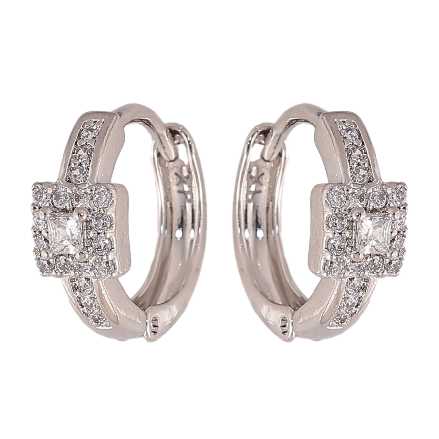 Серьги Xuping цвет Родий колечки "Узор с кристаллами" фото №1