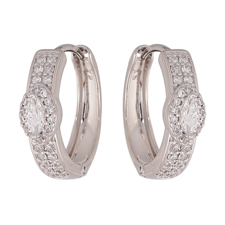 Серьги Xuping цвет Родий колечки "Инкрустация кристаллами" фото №1