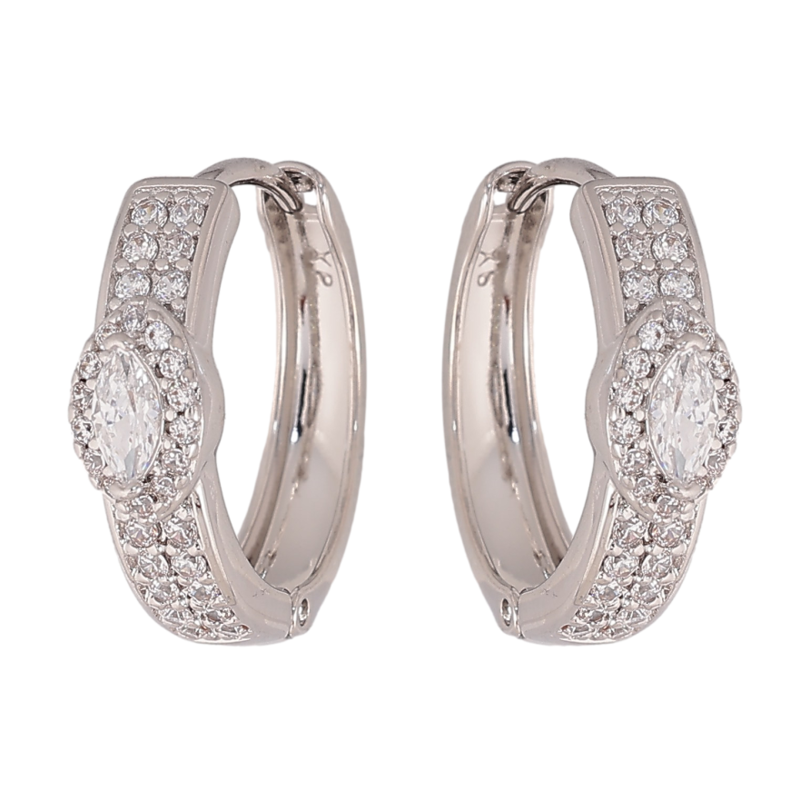 Серьги Xuping цвет Родий колечки "Инкрустация кристаллами" фото №1