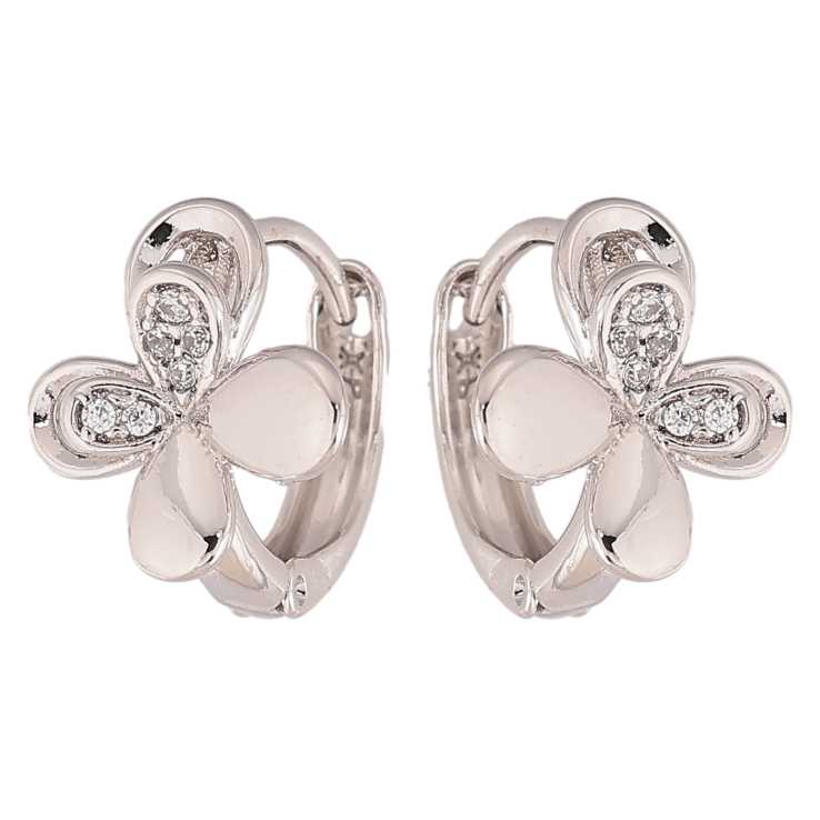 Сережки Xuping колір Родій колечка "Квіточки з кристалами" фото №17 Сережки Xuping колір Родій колечка "Квіточки з кристалами" фото №17